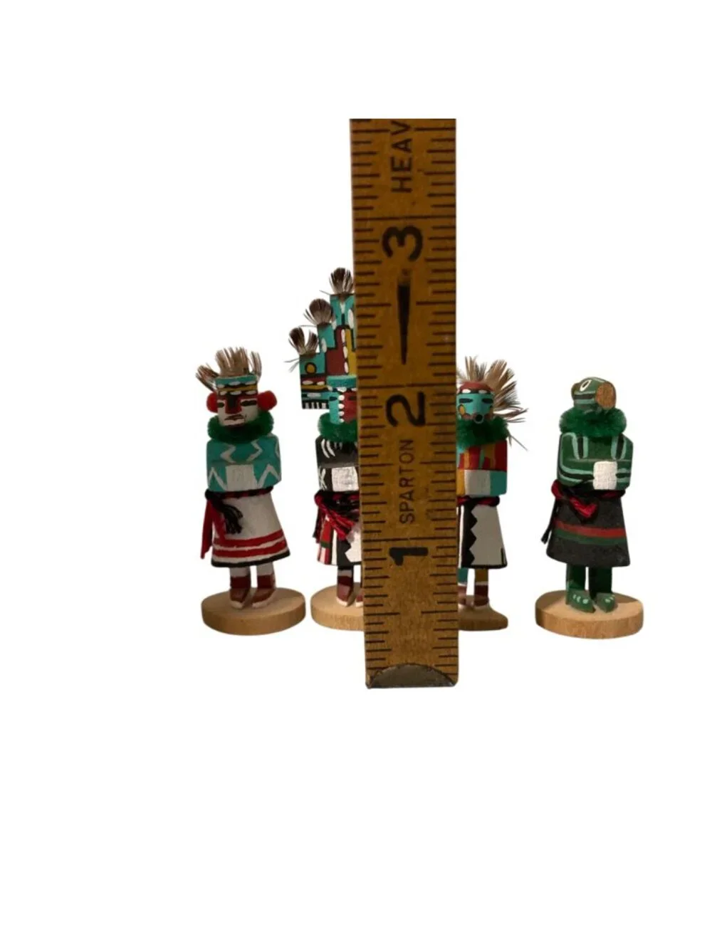 Miniature Kachina Dolls Signed L.M. Antelope Hemis Morning Sun Squash Lot of 4